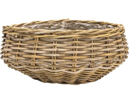 Proutěný koš Leah Jakarta Ø 38 x 16 cm hnědý Kulatý proutěný koš na rostliny s vnitřní plastovou fólií.