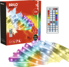 LED pásek Brilo 5 metrů, RGBIC a nastavitelné bílé světlo, hudební senzor a dálkové ovládání.