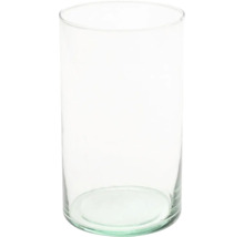 Válcová skleněná váza, průhledná.