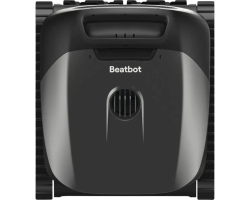 Bazénový vysavač Beatbot, pohled shora s pásovým pohonem a držadlem.