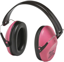 Dětské chrániče sluchu Gebol Kids v růžové a černé barvě s útlumem hluku 26 decibelů.