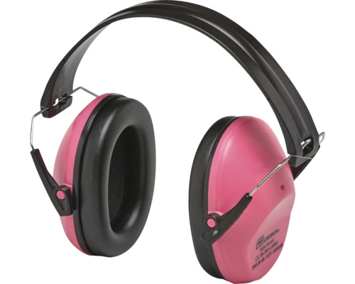 Dětské chrániče sluchu Gebol Kids v růžové a černé barvě s útlumem hluku 26 decibelů.
