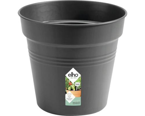 Kulatý květináč Elho vyrobený z recyklovaného plastu s drenážními otvory pro zahradu