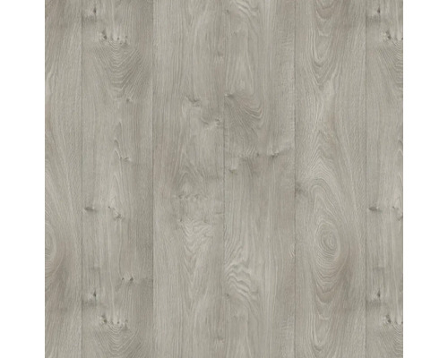 Laminátová podlaha s dekorem dřeva světle šedá s texturou a suky.