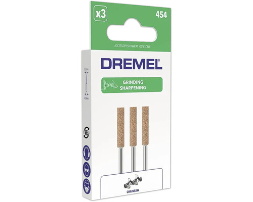 Brusné tělísko Dremel 454 o průměru 4,8 milimetru pro ostření řetězových pil, 3 kusy