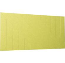 Akustický panel v limetkově zelené barvě se svislými a diagonálními liniemi ze strukturované plsti pro dekoraci stěn.
