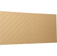 MDF panel s diagonálními drážkami ve vzhledu chevron pro dekorativní obklad stěn.