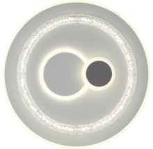 Kulaté LED stropní svítidlo s křišťálovým efektem a dvěma svítícími vnitřními kruhy.