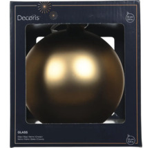 Bronzová skleněná vánoční koule o průměru 15 centimetrů v balení s Decoris Logo.