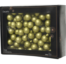 Vánoční baňky Decoris ze skla, 144 kusů, 2,5 centimetru, Zelená.