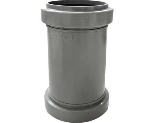 Šedá HT prodloužená nátrubka z plastu pro odpadní potrubí.