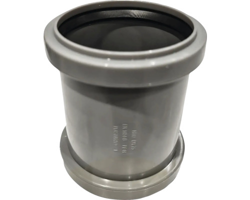 Přesuvka pro vysokoteplotní odpadní potrubí z šedého polypropylenu.