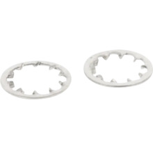 Vějířové podložky s vnitřním ozubením z kovu.