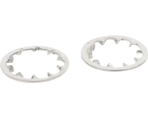 Vějířové podložky s vnitřním ozubením z kovu.