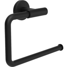 Držák toaletního papíru černý mat, montáž na stěnu, kovový, kulatý design.