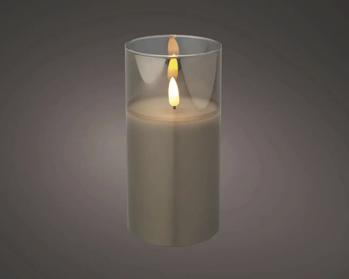 LED svíčka z pravého vosku ve skleněném válci s mihotavým plamenem