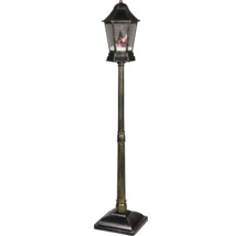 Dekorativní pouliční lampa v antickém stylu s efektem sněžení, Santa Clausem a vánočním stromkem.
