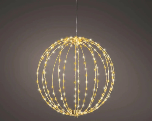 LED drátěná koule s teple bílými LED diodami, kulatá závěsná dekorace do interiéru.
