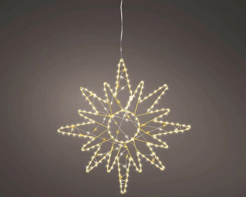 LED vánoční hvězda k zavěšení s teplým bílým světlem.