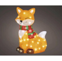 LED vánoční figurka liška s šálou, teplé bílé osvětlení pro vnitřní i venkovní použití.