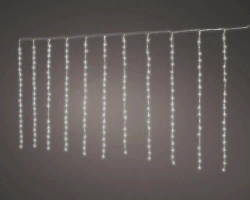 LED světelný závěs s několika svislými světelnými řetězy pro dekorativní osvětlení v interiéru i exteriéru.