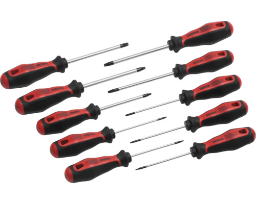 10dílná sada šroubováků Torx Pattfield s ergonomickými rukojeťmi.