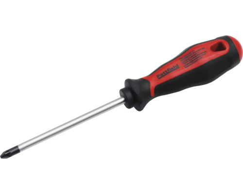 Křížový šroubovák Pattfield s ergonomickou rukojetí a ocelovou čepelí.