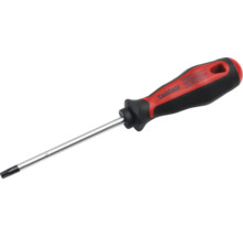 Šroubovák Torx Pattfield s ergonomickou červeno-černou rukojetí a ocelovým dříkem.