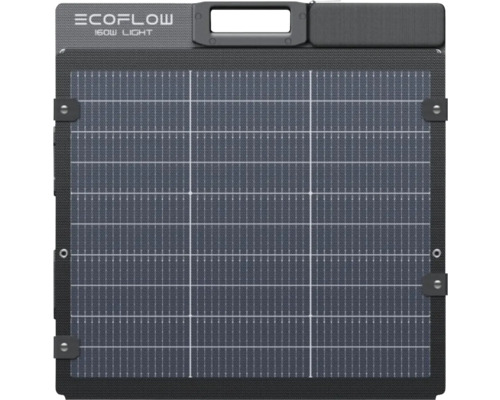 Solární panel EcoFlow 160 Wattů Light skládací s integrovanou rukojetí pro přenášení.