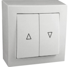 Nástěnný žaluziový spínač se dvěma kolébkami a symboly šipek.