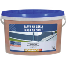 Hornbach barva na sokly 5 litrů, speciální povrchová úprava pro domovní sokly, vodoodpudivá, odolná vůči UV záření a mrazu, Hornbach Logo.