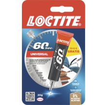 Univerzální lepidlo Loctite 60 sekund, 20 gramů, extra silné, korigovatelné, flexibilní a transparentní, na dřevo, kov a plasty.