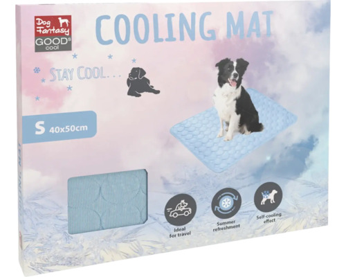 Balení chladicí podložky pro psy Dog Fantasy, velikost S, 40 krát 50 centimetrů, se psem na podložce a funkcí pro chlazení a cestování.