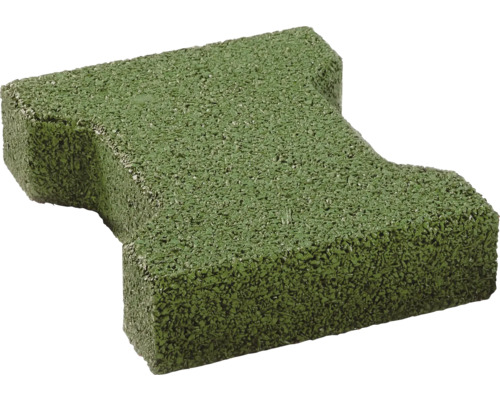 Zelená gumová dlaždice ve tvaru I z granulátu pro ochranu při pádu.