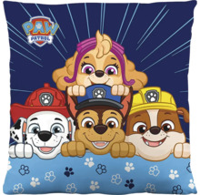 Čtvercový dekorační polštář s Paw Patrol Logo a postavami Skye, Marshall, Chase a Rubble.