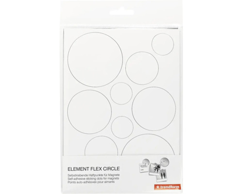 Samolepicí přilnavé body Element Flex Circle pro magnety od Trendform v různých velikostech. Trendform Logo.