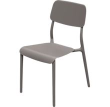 Moderní kovová židle s tvarovaným sedákem a opěradlem.
