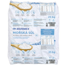 Marimex mořská sůl pro úpravu vody v bazénech a vířivkách, balení 25 kilogramů.