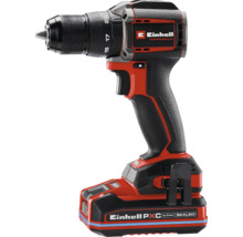 Červený a černý akumulátorový vrtací šroubovák Einhell Professional s bezuhlíkovým motorem a akumulátorem Power X-Change.