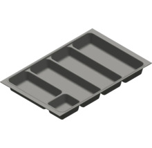 Šedý příborník z plastu do zásuvky s pěti přihrádkami.
