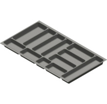 Šedý příborník z plastu do zásuvek s několika přihrádkami.