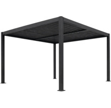 Moderní hliníková pergola s lamelovou střechou v černé barvě.