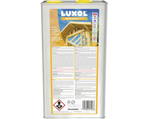 Luxol Impregnace BPR 2.0 fungicidní napouštědlo na dřevo a dřevěné prvky v exteriéru v balení 5 litrů.