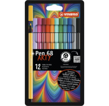 Fixy Stabilo Pen 68 ARTY, sada 12 kusů pro kreslení a vybarvování. 96 procent bioplastu. Stabilo Logo.