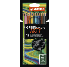 Pastelky STABILO GREENcolors ARTY, 12 kusů, dřevo s certifikací FSC z udržitelně obhospodařovaných lesů.