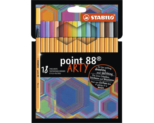 Sada 18 kusů linerů Stabilo point 88 Arty pro jemné psaní, kreslení a skicování.