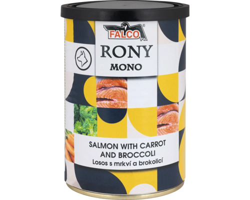 Falco Rony Mono konzerva pro psy losos s mrkví a brokolicí