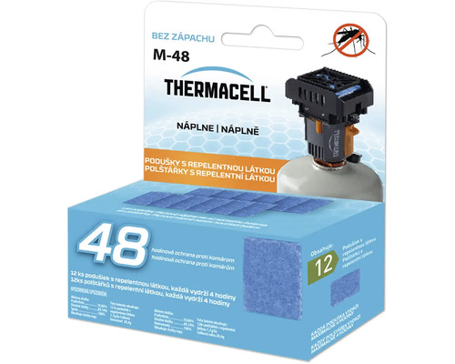 Thermacell M-48 náhradní náplň s 12 repelentními polštářky pro odpuzovače komárů, poskytuje celkem 48 hodin ochrany proti komárům.