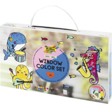 Kreativní sada barev na sklo folia Window Color Set Basic Small se 14 díly a motivy zvířat