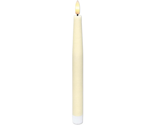 LED tyčová svíčka s realisticky svítícím plamenem a strukturovaným povrchem pro atmosférickou dekoraci.